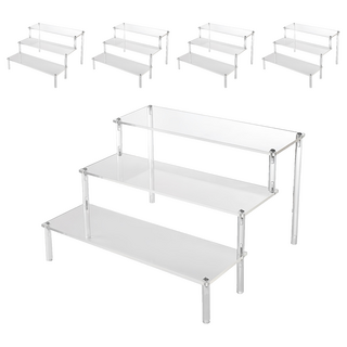 收納部屋 壓克力展示架 30cm 3層 透明色 5個 公仔展示架/香水收納架