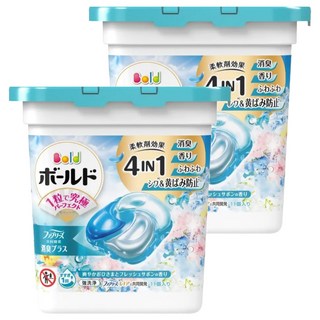Bold 日本原裝進口 雙色4D洗衣球 清新白桂花皂香 藍色, 11顆, 2盒