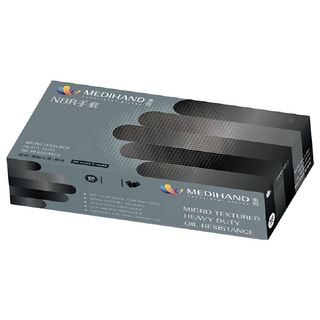 MEDIHAND 美恆 NBR手套 微粒止滑 厚款手套, 黑色, M, 1盒