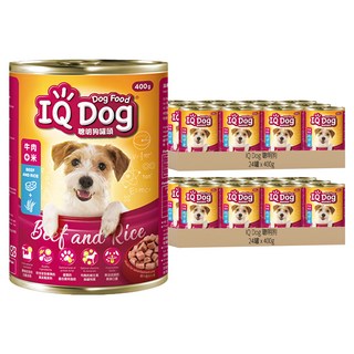 IQ Dog 聰明狗 成犬罐頭, 牛肉 + 米口味, 400g, 48罐