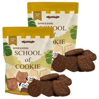 School of Cookie 台灣優格餅乾學院 貓頭鷹造型餅乾 巧克力口味, 220g, 2包
