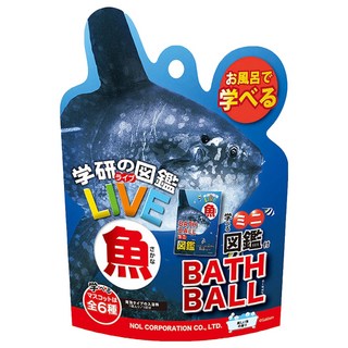 Nol 學研的圖鑑LIVE 魚類入浴球, 內含魚類小公仔，附迷你圖鑑, 90g, 1包