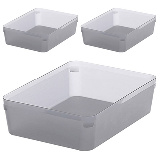 寶來深型整理盒4號, 灰色, 3個, 252 x 184 x 68mm