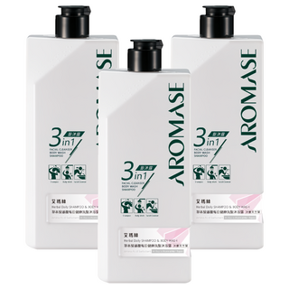 AROMASE 艾瑪絲 草本胺基酸每日健康洗髮沐浴露 沐癒天竺葵, 3個, 520ml
