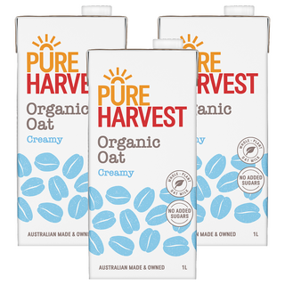 PURE HARVEST 澳洲有機燕麥奶咖啡師，奶油味，無添加糖, 1L, 3瓶