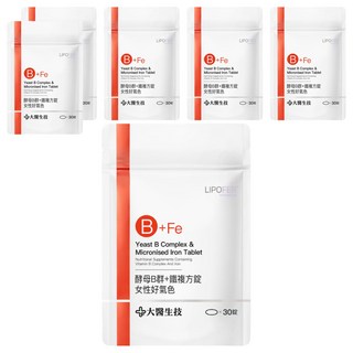 大醫生技 維他命B群+鐵複方錠 女性好氣色, 30顆, 6包