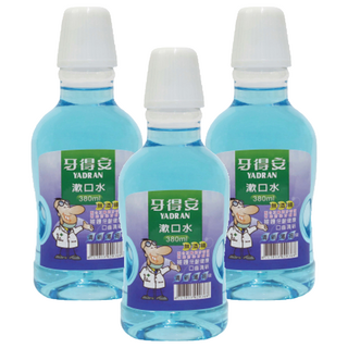 牙得安 抗菌漱口水 清新薄荷 口腔清潔 預防蛀牙 無酒精配方, 380ml, 3瓶