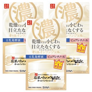 SANA 莎娜 豆乳美肌緊緻潤澤多效凝膠霜, 高保濕, 五合一保養, 無香料, 無色素, 無礦物油, 100g, 3件