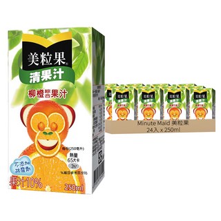 美粒果 清果汁柳橙綜合果汁鋁箔包 250ml, 24入