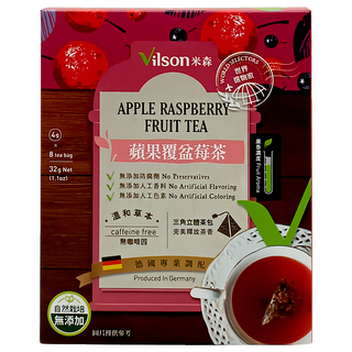 Vilson 米森 蘋果覆盆莓茶, 無咖啡因, 三角立體茶包, 德國原裝進口, 4g, 8包, 1盒
