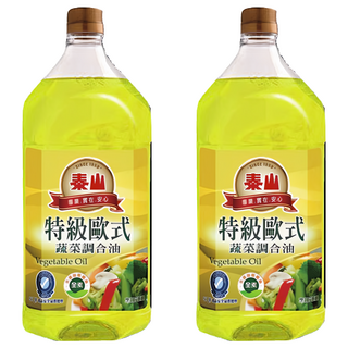 泰山特級歐式蔬菜調合油，不添加橄欖油，嚴選大豆油、芥花油、葵花油，不飽和脂肪酸84%, 2L, 2瓶