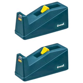 Excell 桌上型小膠台 適用19mm寬膠帶 1吋膠帶管芯 穩定防滑, 綠色 + 黃色, 2個