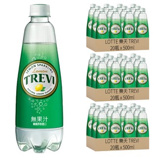 LOTTE 樂天 TREVI 氣泡水 檸檬口味 500ml x 20瓶, 60瓶