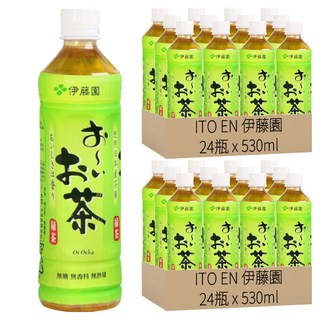 ITO EN 伊藤園 無糖日式綠茶 24入, 無香料 無熱量, 日本茶飲大廠品質保證, 530ml, 48瓶
