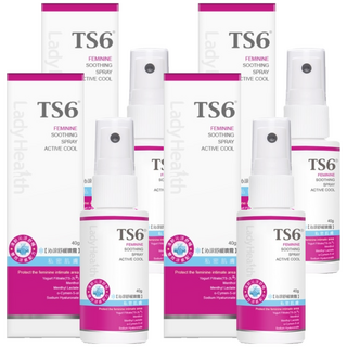 TS6 護一生 沁涼舒緩噴霧 水感清涼 雙效薄荷涼感因子 清新木質香調 私密肌膚適用, 40g, 4瓶