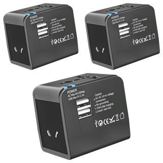 DTAudio 萬國旅行充 USB-A/多國插座 PC材質, 6cm, 黑色, 3個