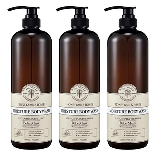 Dr.SEED Honey & Milk Bomb 保濕沐浴露 Bebe Musk 天然保濕 弱酸性 低刺激性清潔, 1L, 3瓶