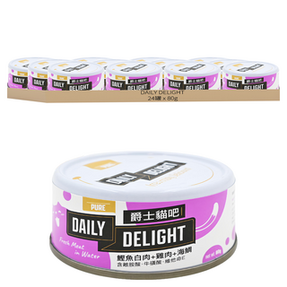 DAILY DELIGHT 鮮肉餐 貓咪主食罐頭, 鰹魚白肉 + 雞肉 + 海鯛, 80g, 24罐
