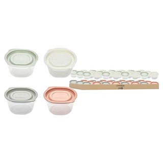 Cimelax Cook Bop 可微波冷凍保鮮盒 275ml, 綠色 + 粉色 + 白色 + 灰色, 24個