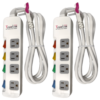 Tyson 太順電業 5切4座3P延長線 TS-354AS 6R 台灣製造, 1.8m, 白色, 2條