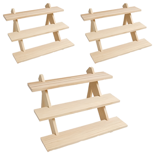實木階梯式展示架 戒指耳環卡片化妝品陳列, 原木色, 3個