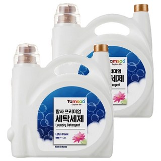 Tamsaa 高級洗衣精, 5.5L 大容量, 蓮花香味, 天然植物成分, 濃縮2倍, 2桶