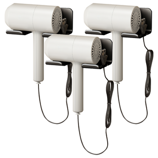 FAmILyLIFE 生活 簡約風航太鋁免打孔吹風機收納架 免釘膠款 A-229-BK, 極簡黑, 3個