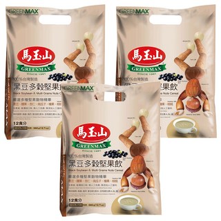 馬玉山 黑豆多穀堅果飲, 高纖 高鈣 高鐵 補充一天所需體力, 30g, 12入, 3袋