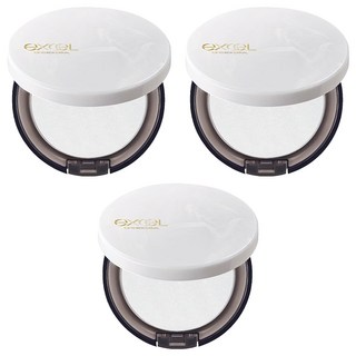 EXCEL 晶彩清透蜜粉餅 10g 透明色 3個, 定妝 持久 控油