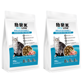 NEW LOVE 紐樂芙 全齡貓無穀配方乾糧 雞肉 + 鮪魚, 300g, 2袋