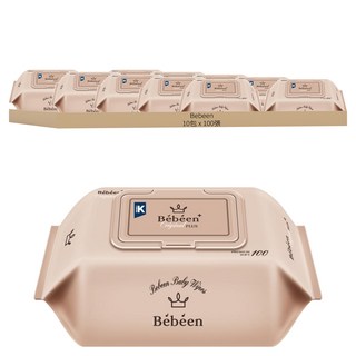 Bebeen Original Plus 濕紙巾, 整體成分1級, 掀蓋式, 100張, 10包