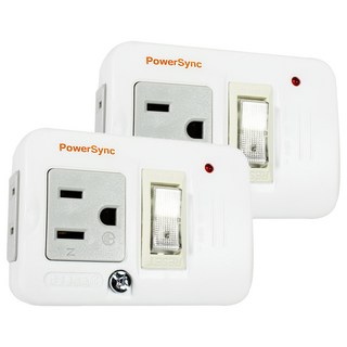 PowerSync 群加 2P+3P 1開2插防雷擊節能壁插 TWTM12SN, 2個, 8cm, 白色