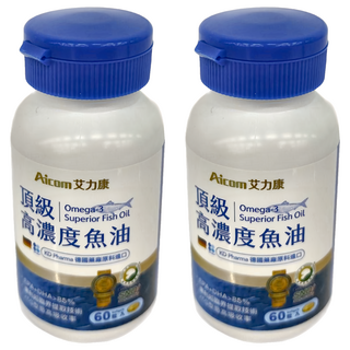 Aicom 艾力康 頂級高濃度魚油, 60顆, 800mg, 2瓶