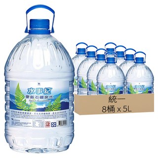 統一 水事紀 麥飯石礦泉水, 5L, 8桶