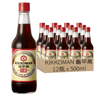 KIKKOMAN 龜甲萬 純釀造甘醇醬油, 500ml, 12瓶