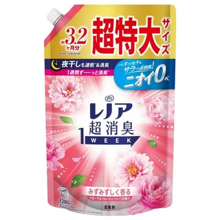 Lenor 蘭諾 日本原裝進口 1 WEEK 一週間衣物消臭室內曬乾柔軟精 玫瑰花香補充包, 1.28L, 1包