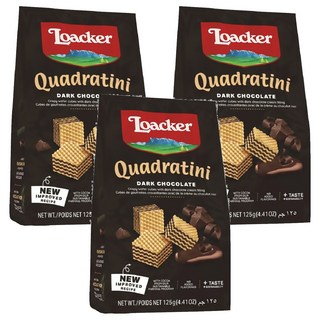 Loacker 萊佳哈斯 方角哈斯餅 黑巧克力風味 香濃不死甜, 125g, 3包