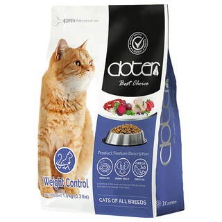 doter 寵愛物語 貓飼料 添加牛磺酸+離胺酸 體重管理 全貓糧, 體態管理, 1.5kg, 1袋