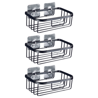 葉子小舖 衛生紙置物架 免打孔 長方型(27.8 x 12.2 x 6cm), 典雅黑, 3個