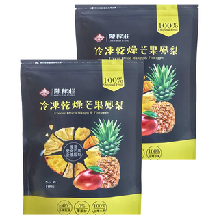 陳稼莊 冷凍乾燥芒果鳳梨, 100% Original Fruit, 無加糖, 無香料, 無色素, 100g, 2包