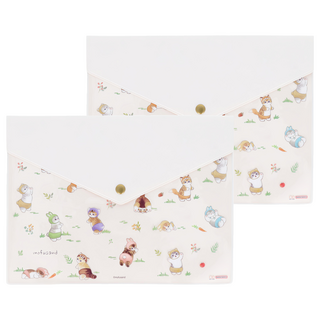 sun-star 貓福珊迪mofusand A5可扣收納袋 可愛裝扮 2個, 動物 米色