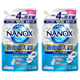LION 獅王 NANOX one 奈米樂 超濃縮洗衣精 自動投入洗衣機專用, 2包, 720g