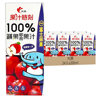 光泉 果汁時刻100%蘋果綜合果汁, 200ml, 24入