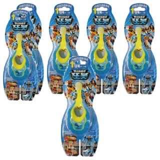 韓國 TOBOT 機器戰士 兒童牙刷 (1階段 0~2歲) - 圓形小刷頭, 柔軟刷毛, 訓練握力, 藍色, 1入, 6支