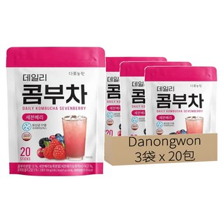 Danongwon 乳酸菌康普茶，口感清爽，健康碳酸，低糖低卡，適合上班隨身攜帶, 5g, 20包, 3袋