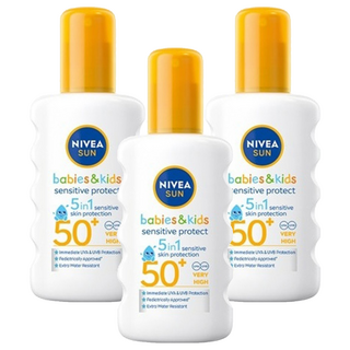 NIVEA 妮維雅 專業級防曬噴霧 敏弱益膚SPF50 200ml, 3瓶
