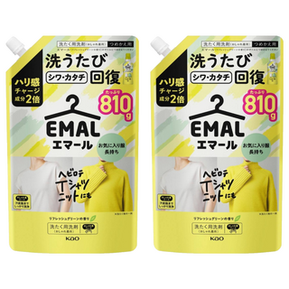 Kao 花王 EMAL 精致洗 護色防縮洗衣精補充包 清新綠香, 810ml, 2包