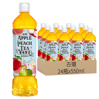 古道 雙味果茶 蘋果蜜桃茶 550ml*24瓶, 水果與紅茶的完美融合, 夏日人氣果香，甘醇迷人，清爽解渴