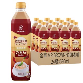 金車 MR.BROWN 伯朗咖啡 鮮萃奶茶, 580ml, 24瓶