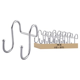 304不銹鋼雙S型強力掛鉤, 銀色, 8個